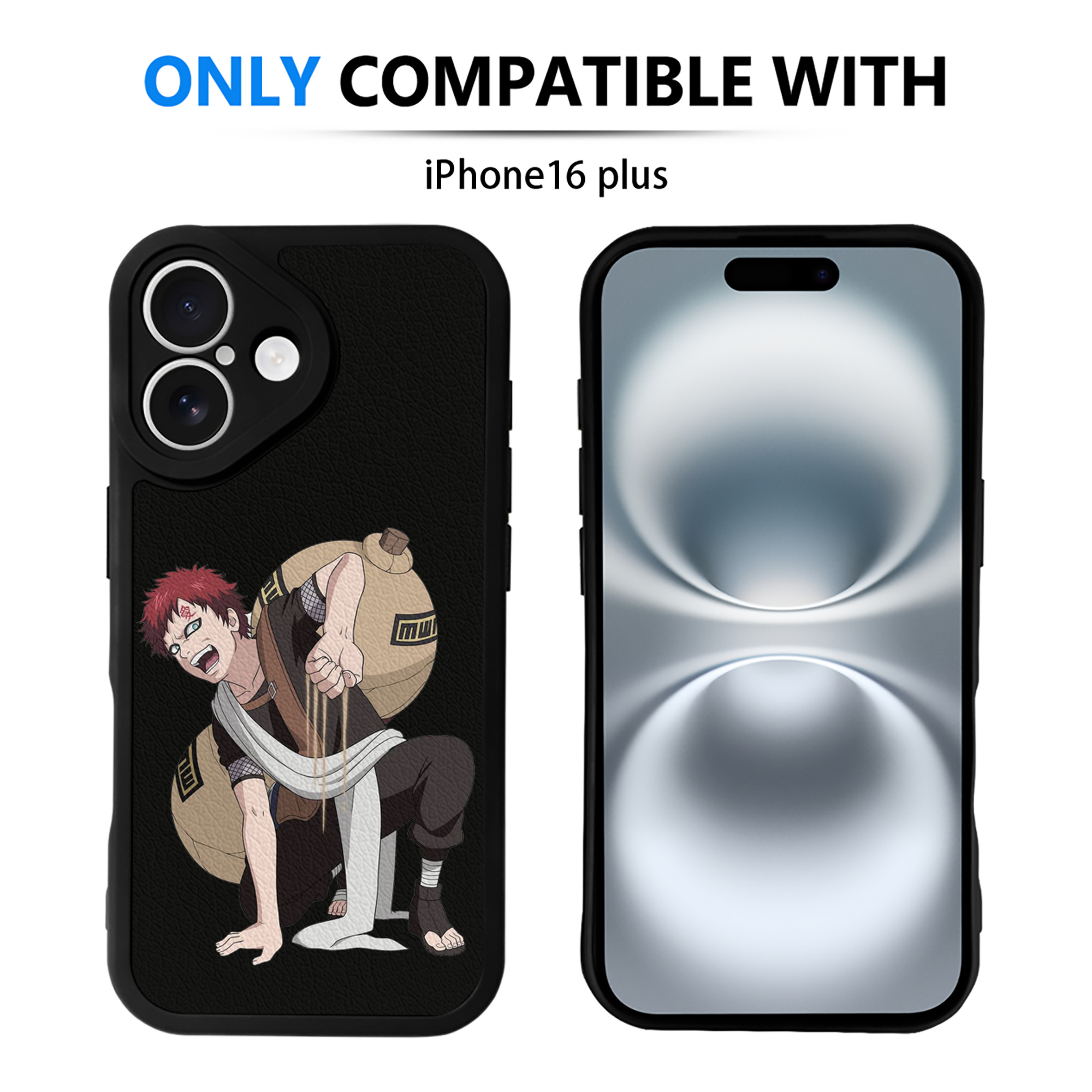 （画像用） NARUTO -ナルト- ガアラ Gaara 【iPhone 16シリーズ対応】シリコンスマホケース（レザー調） 材質：シリコン